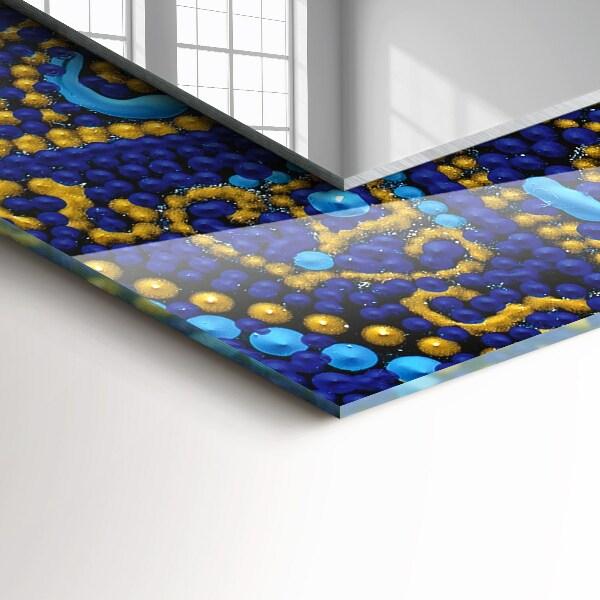 Espelho com moldura decorada mandala de ponto azul