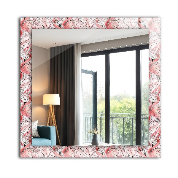 Espelho decorativo com tema de flamingos cor de rosa