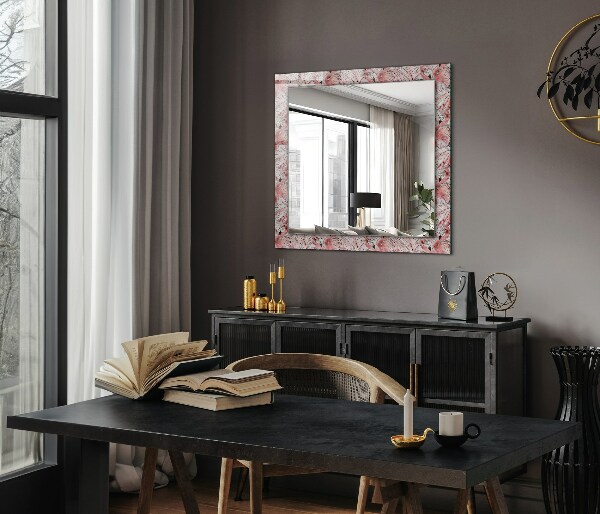 Espelho decorativo com tema de flamingos cor de rosa