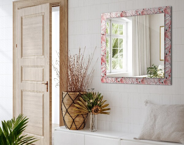 Espelho decorativo com tema de flamingos cor de rosa
