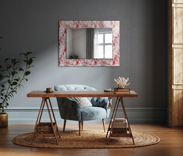 Espelho decorativo com tema de flamingos cor de rosa