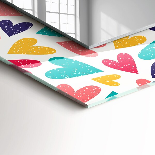 Espelho decorativo com tema de corações coloridos