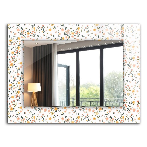 Espelho com moldura decorada em estampa floral