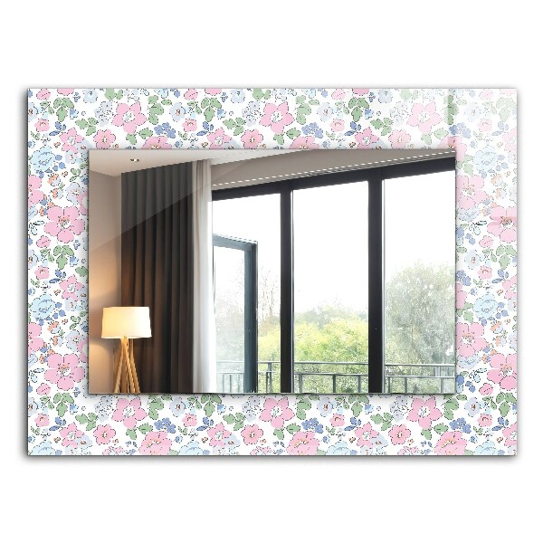 Espelho decorativo com estampa floral em tecido