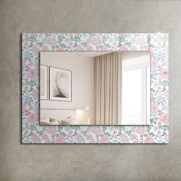 Espelho decorativo com estampa floral em tecido