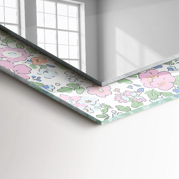 Espelho decorativo com estampa floral em tecido