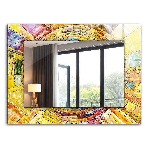 Espelho decorativo com mosaico abstrato colorido