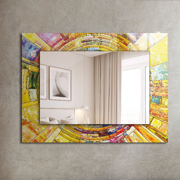 Espelho decorativo com mosaico abstrato colorido