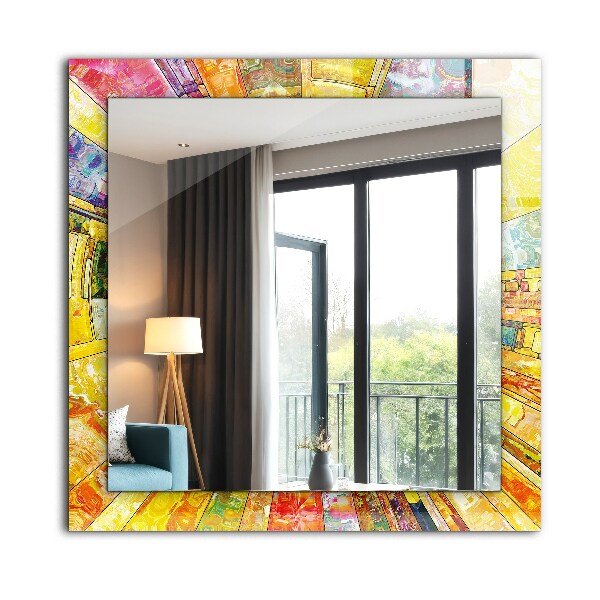 Espelho decorativo com mosaico abstrato colorido