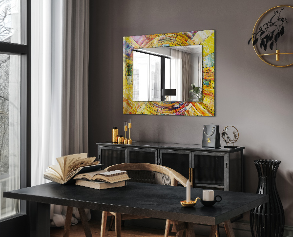 Espelho decorativo com mosaico abstrato colorido