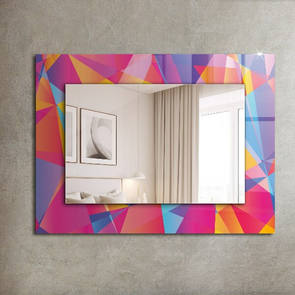 Espelho decorativo com motivos geométricos coloridos