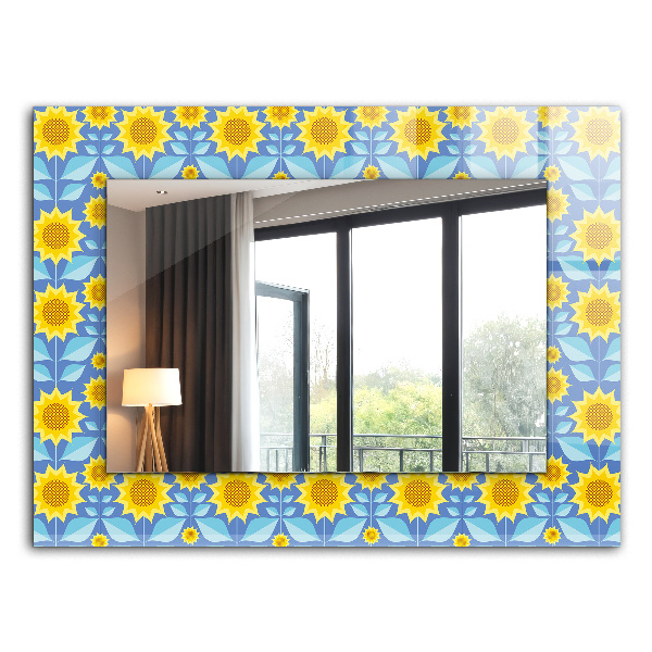 Espelho decorativo com motivos de folhas de girassol