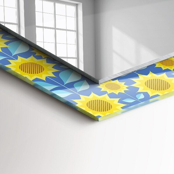 Espelho decorativo com motivos de folhas de girassol