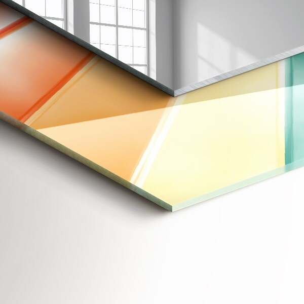 Espelho decorativo com estampa de feixes de luz coloridos