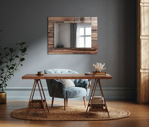 Espelho decorativo com painéis de madeira para parede