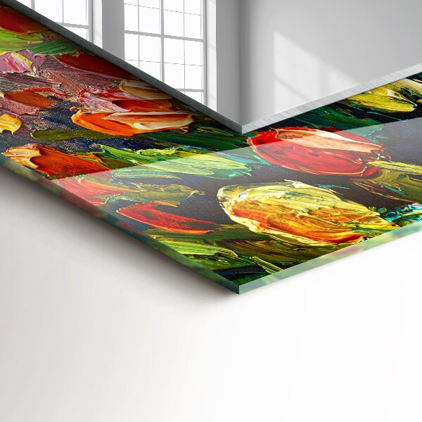 Espelho com moldura decorada campo de tulipas