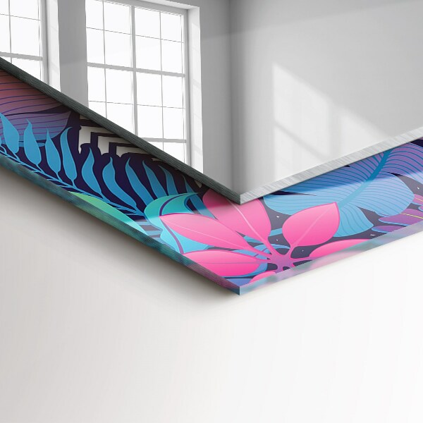 Espelho decorativo com estampa de folhas tropicais coloridas