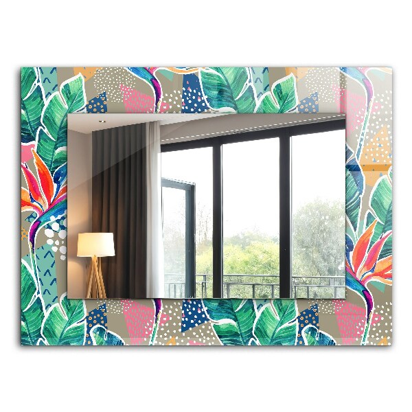 Espelho decorativo com flores e folhas