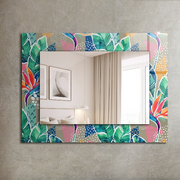 Espelho decorativo com flores e folhas