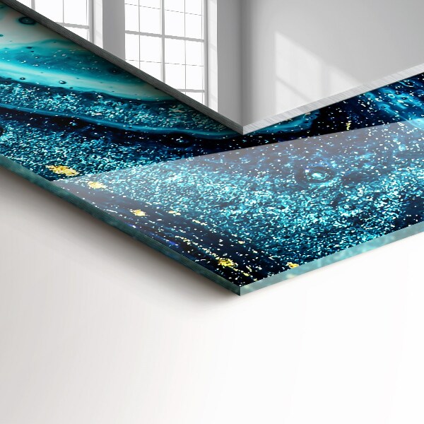 Espelho decorativo com arte abstrata azul