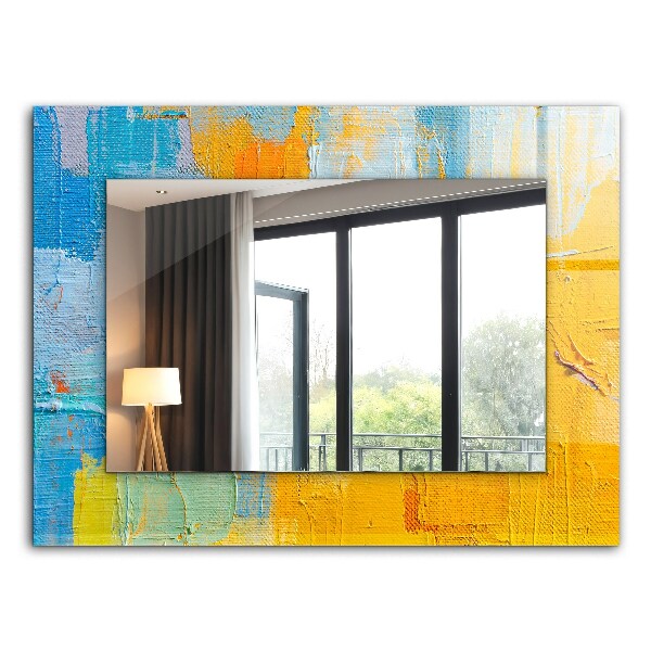 Espelho com moldura decorada com pintura a óleo abstrata