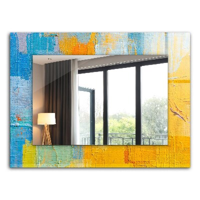 Espelho com moldura decorada com pintura a óleo abstrata