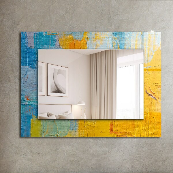 Espelho com moldura decorada com pintura a óleo abstrata