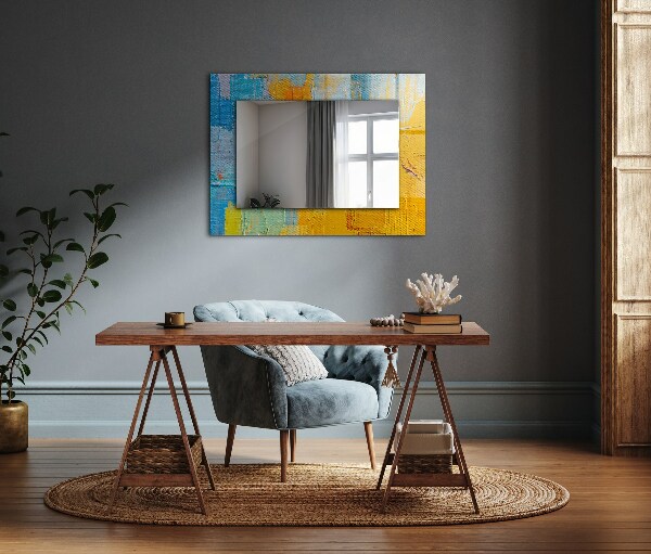 Espelho com moldura decorada com pintura a óleo abstrata