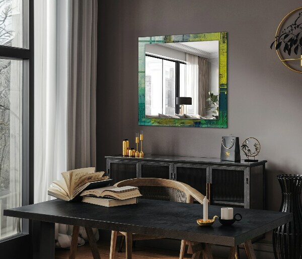 Espelho decorativo com composição abstrata de cores