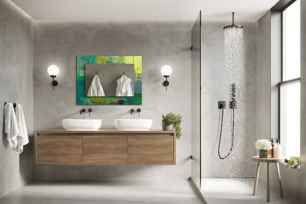 Espelho decorativo com composição abstrata de cores