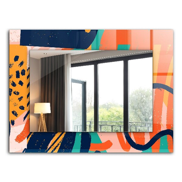 Espelho com moldura decorada com pintura a óleo abstrata