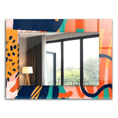 Espelho com moldura decorada com pintura a óleo abstrata