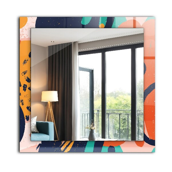 Espelho com moldura decorada com pintura a óleo abstrata