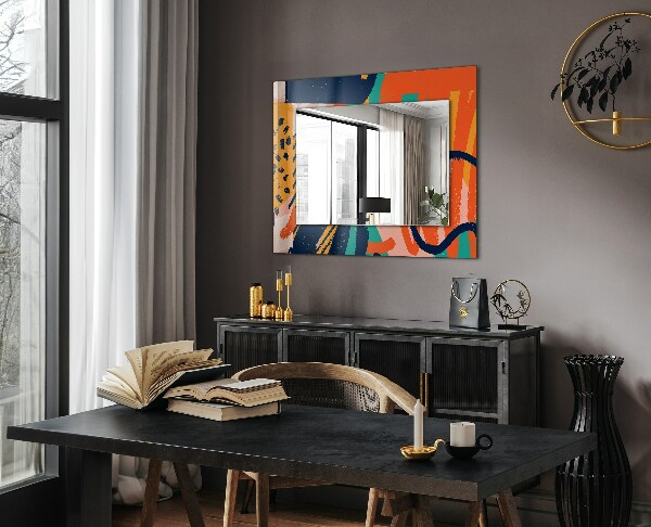 Espelho com moldura decorada com pintura a óleo abstrata