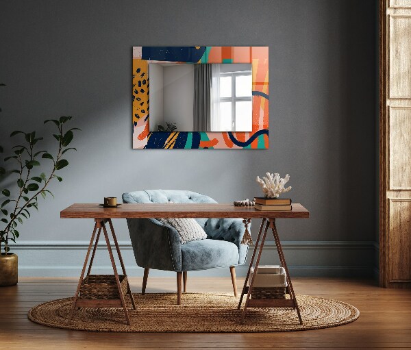 Espelho com moldura decorada com pintura a óleo abstrata