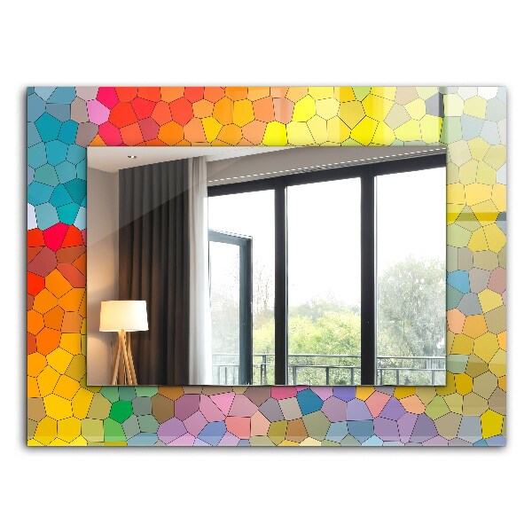 Espelho decorativo com mosaicos abstratos coloridos