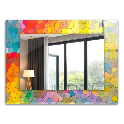 Espelho decorativo com mosaicos abstratos coloridos