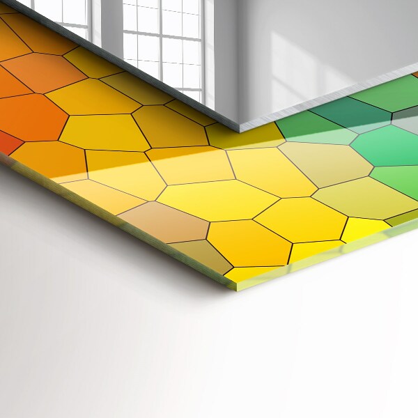 Espelho decorativo com mosaicos abstratos coloridos