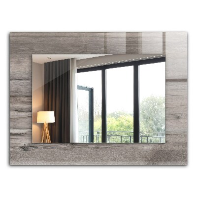 Espelho com moldura decorada com textura de tábua de madeira