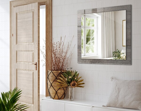 Espelho com moldura decorada com textura de tábua de madeira