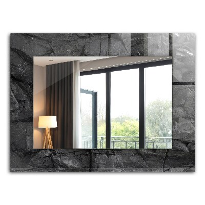 Espelho decorativo com estampa de rachaduras na pedra negra
