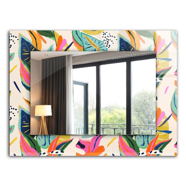Espelho decorativo com motivo de folha colorida
