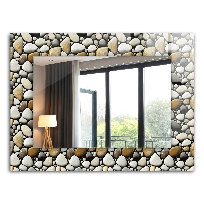 Espelho com moldura decorada com motivos de pedra