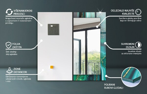 Espelho decorativo com tons de mármore