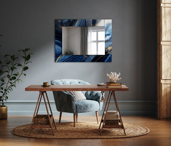 Espelho decorativo com arte abstrata em mármore