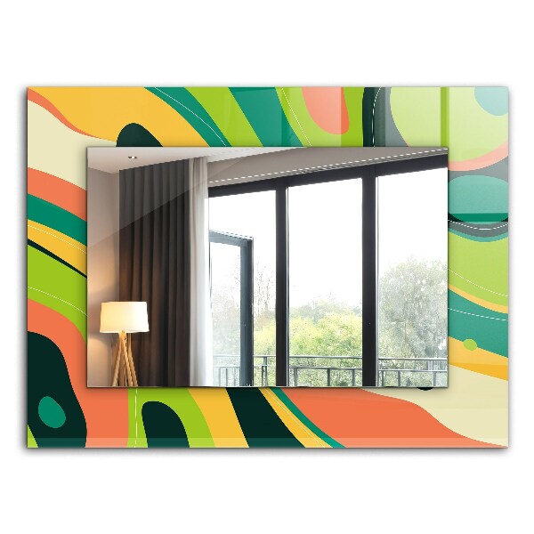 Espelho com moldura decorada com motivo geométrico