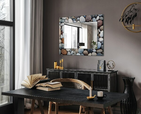 Espelho decorativo com padrão abstrato azul