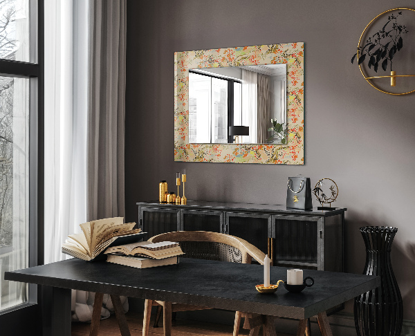 Espelho decorativo com padrão geométrico em preto e branco