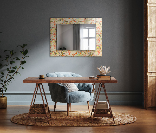 Espelho decorativo com padrão geométrico em preto e branco