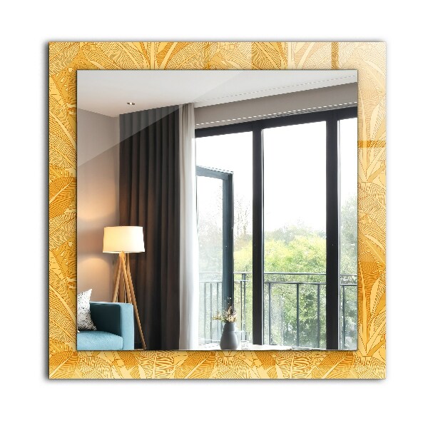 Espelho decorativo com tiras de folhas